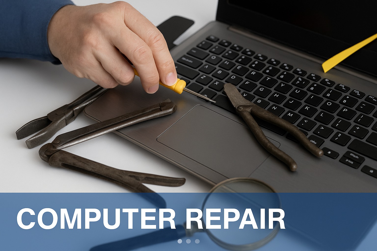 Computerreparatur mit alten Werkzeugen